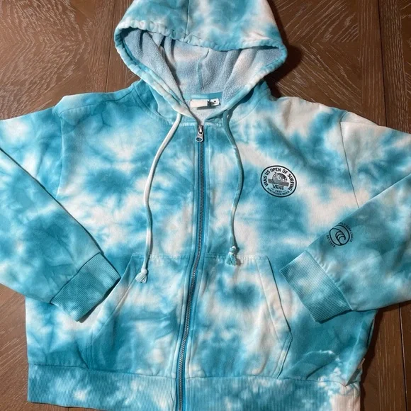 Vans US Open Surfing 2020 Tie Dye Zip Hoodie Blue White Size M - Picture 5 of 12